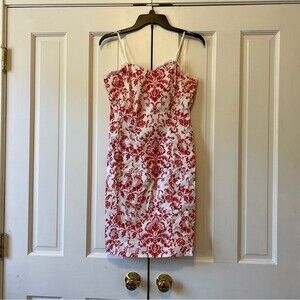 Vintage Red and White Jacquard Sleeveless Mini Dress Size 5/6